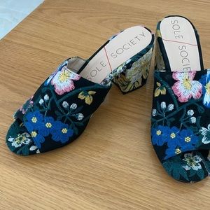 Sole Society Embroidered Floral Sandals